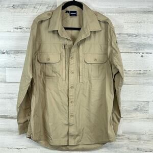 PROPPER Tactical Shirt Men's Large Khaki Cotton Blend RIP STOP Cargo Pockets